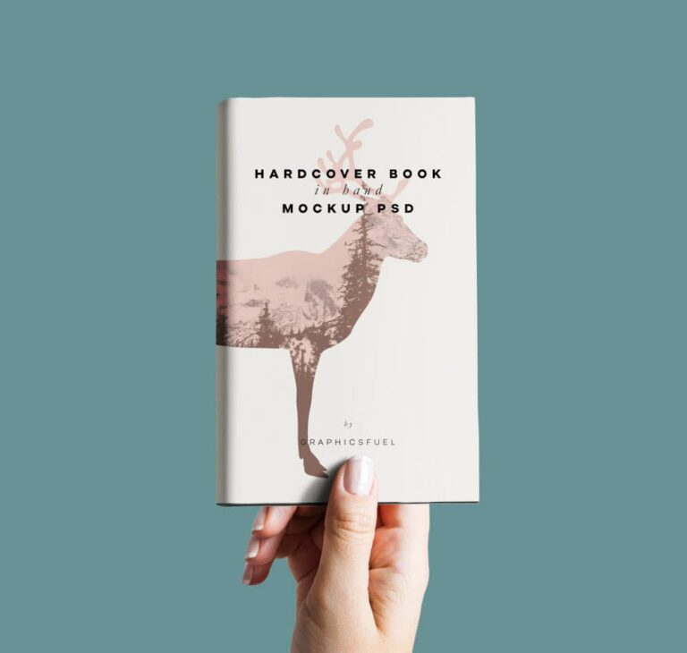 Free Hardcover Book In Hand Mockup
