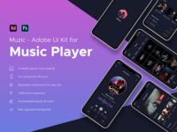 Free Music Player Adobe XD UI Kit