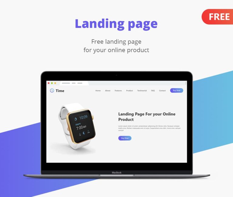 Free Product Landing Page for Adobe XD