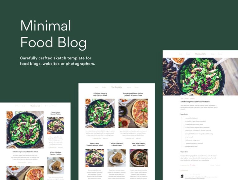 Minimal Food Blog Free Website Template