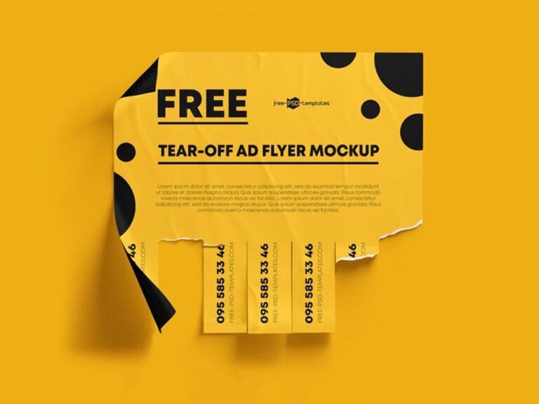 Free Tear-off Ad Flyer PSD Mockup