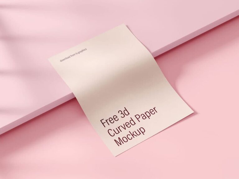 Free 3D Curved Paper PSD Mockup