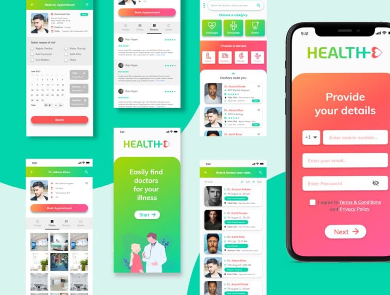 Free Health-E Doctors Appointment App UI Kit