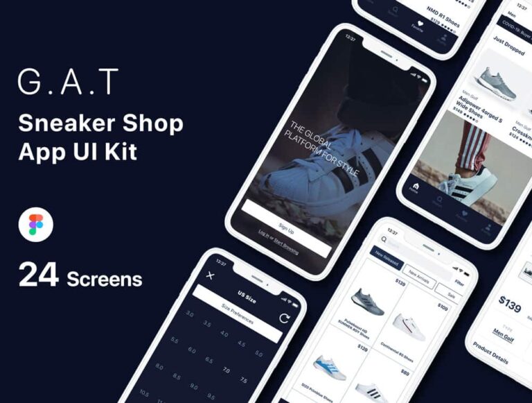 Free Sneaker Shop App UI Kit for Figma