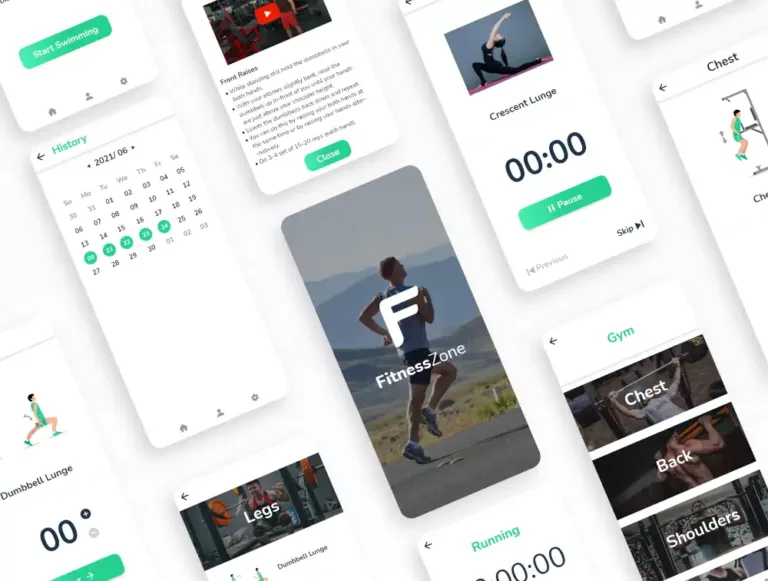 All in one Free Fitness Mobile App UI Kit