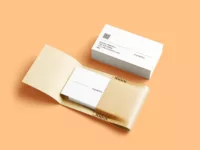 Business Cards & Leather Card Holder Free PSD Mockup