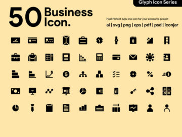 Free 50 Business Glyph Icons