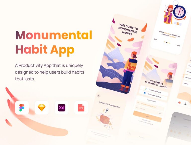 Free Monumental Habit App UI Kit
