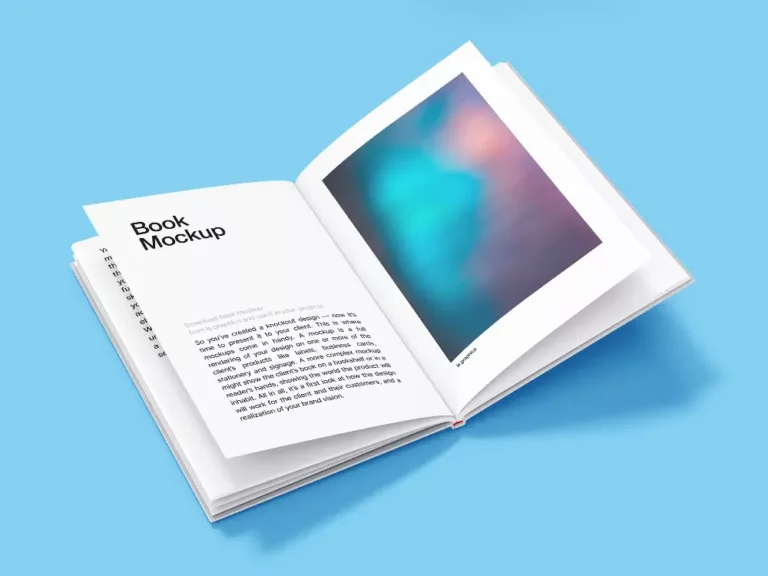 Free Open Hardcover Book PSD Mockup