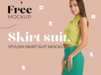 Free Women's Skirt Suit PSD Mockup