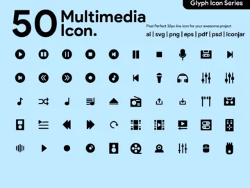 50 Free Multimedia Glyph Icons