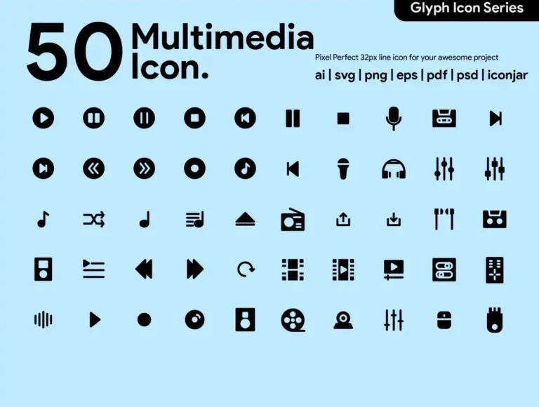 50 Free Multimedia Glyph Icons