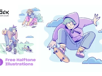 Free Halftone Illustrations Package
