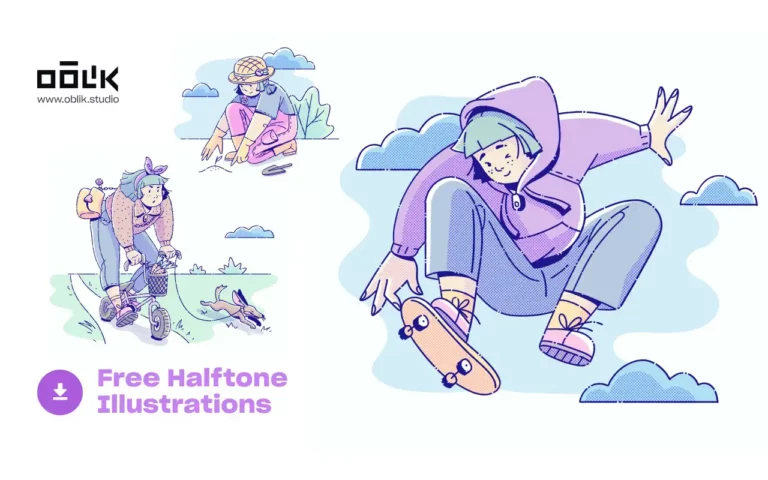 Free Halftone Illustrations Package
