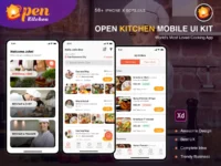 Free Open Kitchen Mobile App for Adobe XD