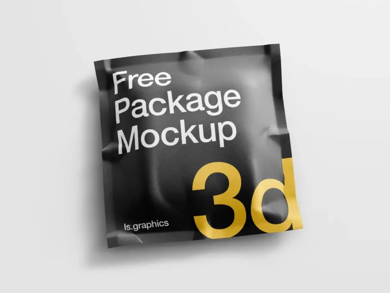 Free Square Pouch Realistic 3D Mockup