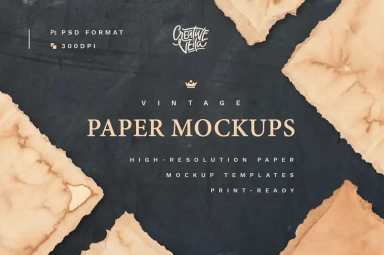 Free Vintage Paper Mockup Set