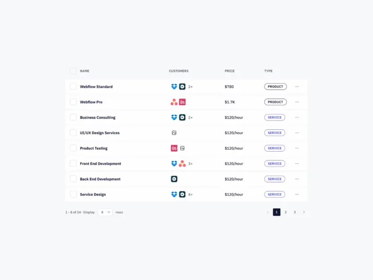 Free Web Table UI Component
