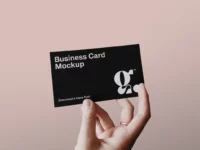 Business Card with Hand Free PSD Mockup