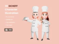 Free 3D Kitchen Chef Illustrations