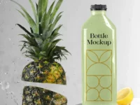 Free Bottle with Ananas Mockup