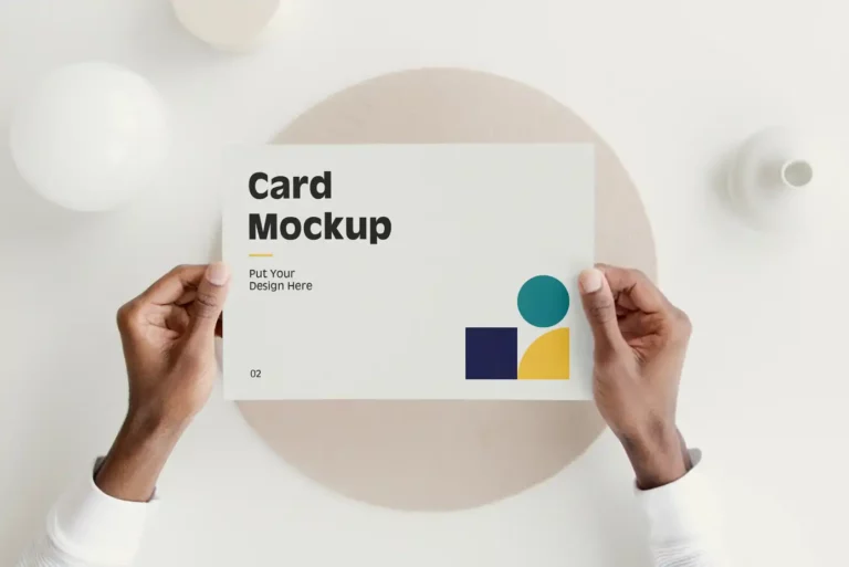 Free Card with Hands PSD Mockup