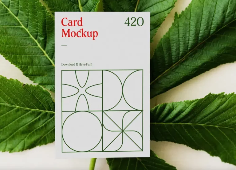 Free Card with Leaf Mockup