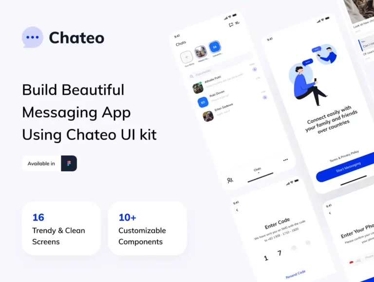 Free Chateo Messaging App UI Kit
