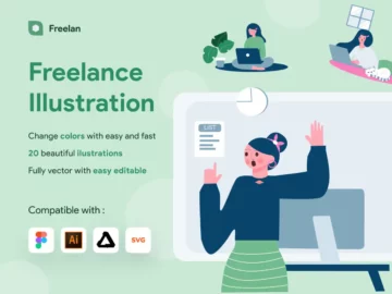Free Freelancer Illustration Pack