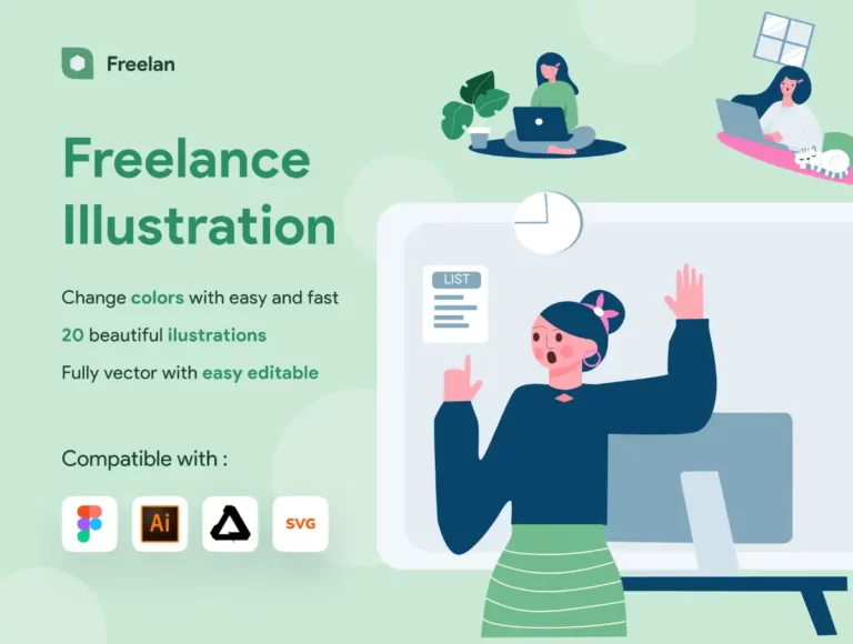 Free Freelancer Illustration Pack