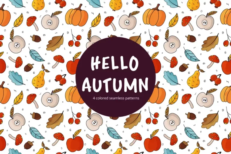 Free Hello Autumn Vector Seamless Pattern