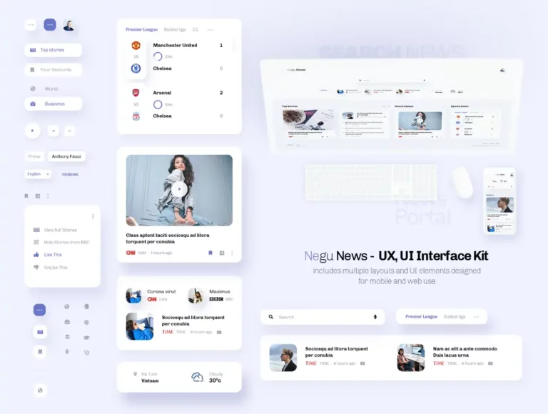 Free News Portal UX & UI Interface Kit