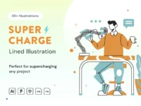 Free Supercharge Lined Illustrations