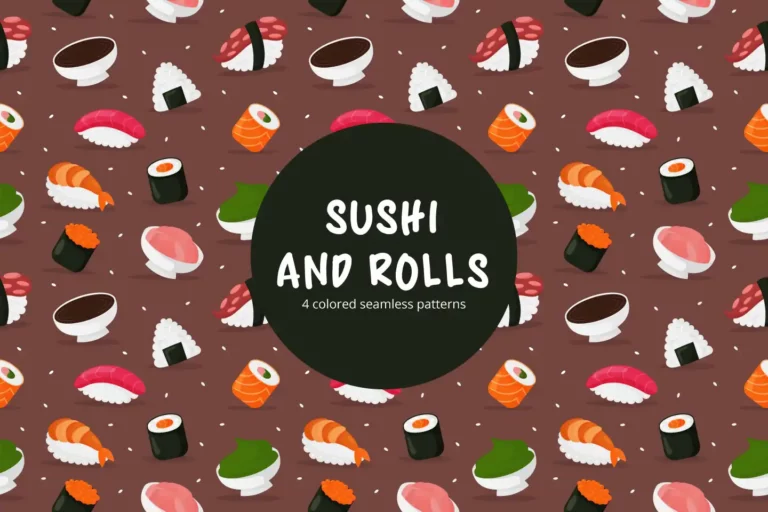 Free Sushi Vector Seamless Pattern