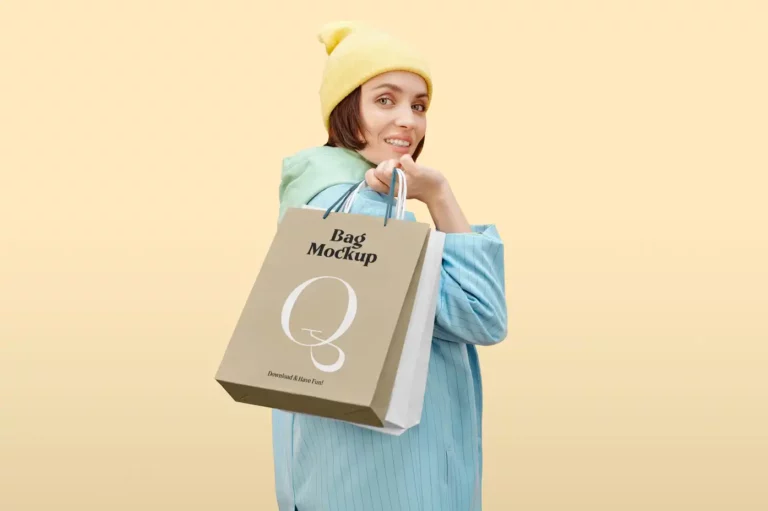 Women with Paper Bags - Free PSD Mockup