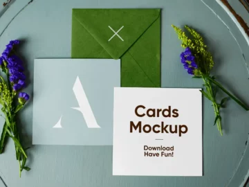 Free Envelope with Cards Mockup