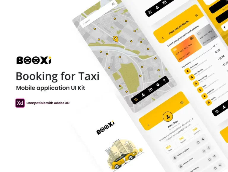 Free Mobile Taxi Booking App UI Kit