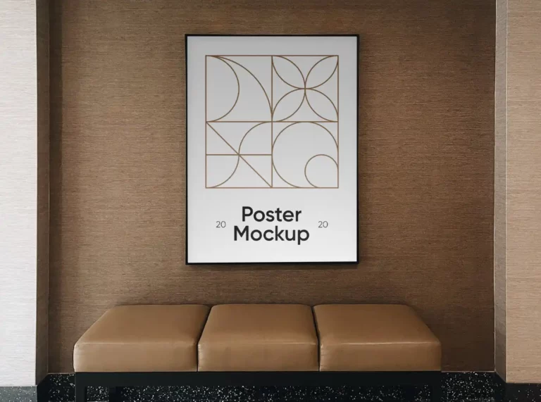 Free Poster in Hotel Mockup