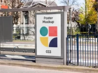 Free Poster on Bus Stop Mockup