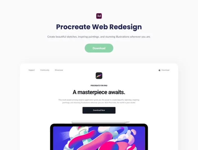 Free Procreate Web Redesign for Adobe XD