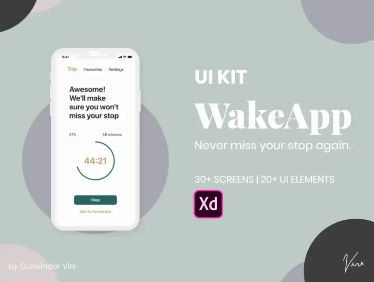 Free WakeApp UI Kit for Adobe XD