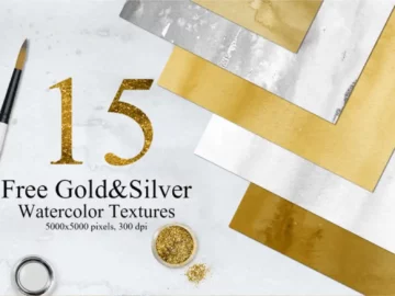 15 Free Gold & Silver Watercolor Textures