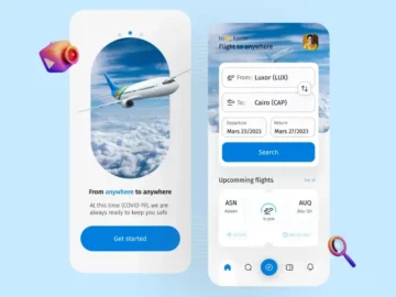Free Airplane Booking App for Figma
