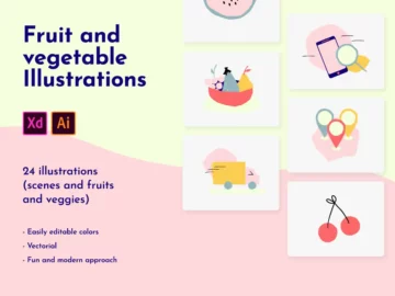 Free Fruit and Vegetable Vector Illustrations
