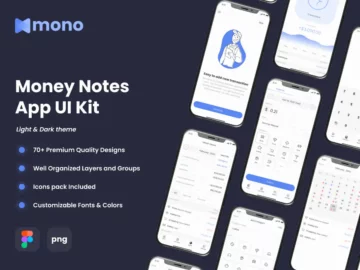 Mono - Free Money Notes App UI Kits