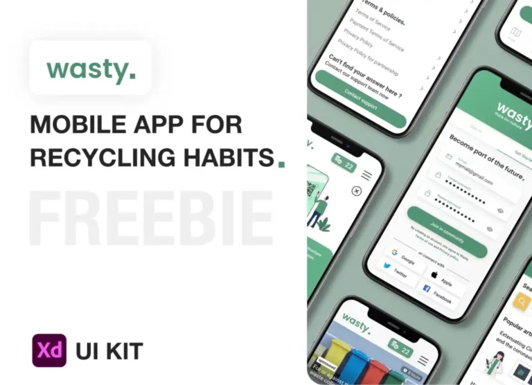 Wasty Mobile App - Free UX/UI KIT
